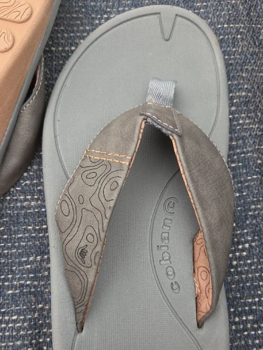 Cobian Men's Gray and Brown Thong Sandals